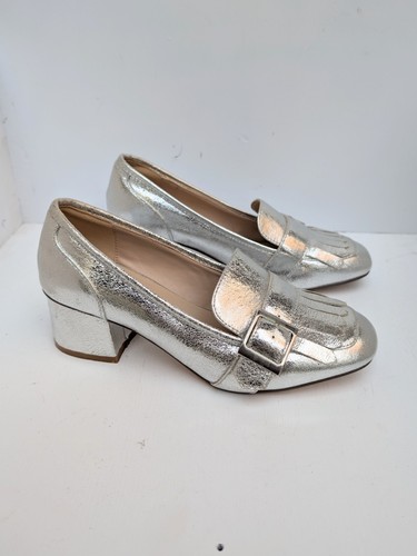 Mocassini argento tacco basso - argento,